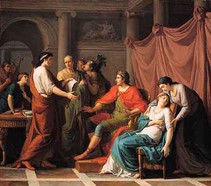 Вергилий читает Энеиду Августу и Октавии. Картина Ж. Ж. Тайяссона, 1787